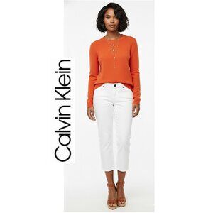 CALVIN KLEIN JEANS - White mid rise skinny cropped jeans